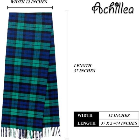 Achillea Soft & Warm Tartan Plaid Checked Cashmere Feel Winter Scarf Unisex - Picture 7 of 8